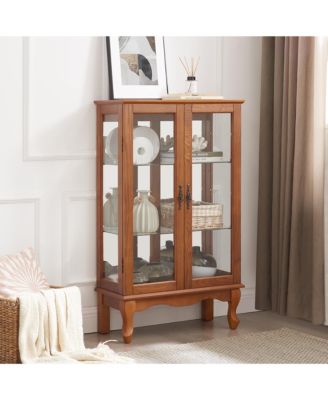 Elegant Glass-Door Curio Cabinet with Adjustable Shelves