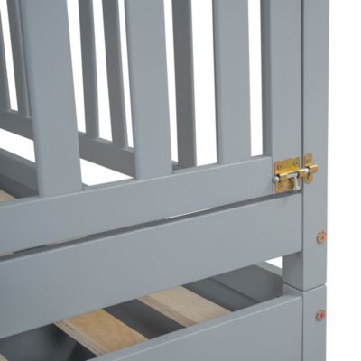 Streamdale Convertible Daybed with Guardrails, Drawers, Gray