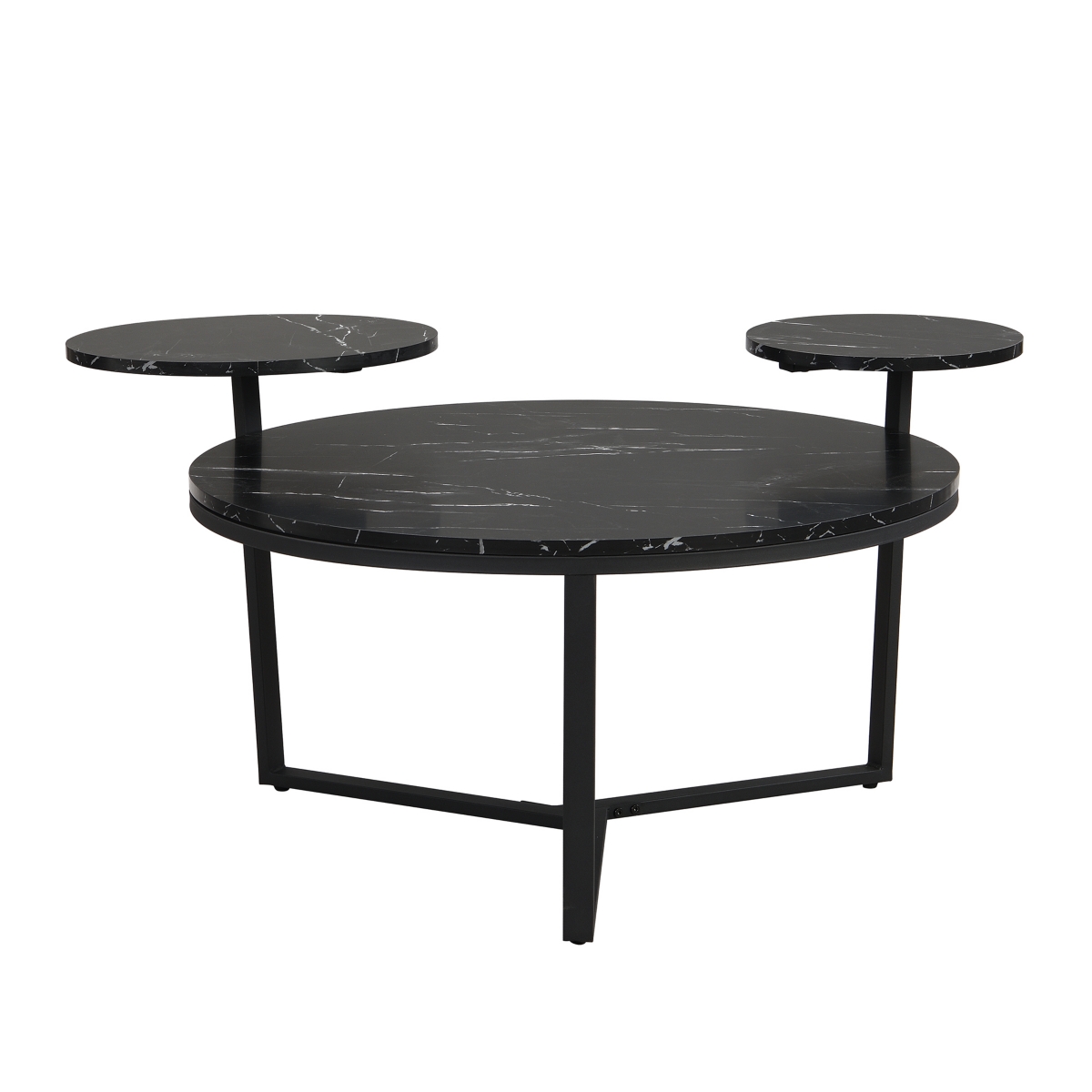 Streamdale Furniture Modern Coffee Table with Black Faux Marble and Tripod Base