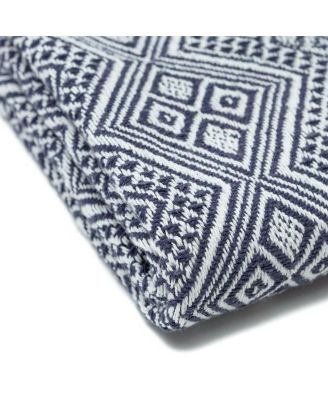 Premium Modern Diamond Woven Cotton Blanket with Tassels, Throw