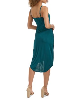 Women's Sleeveless Cowlneck Bodycon Ruched Dress