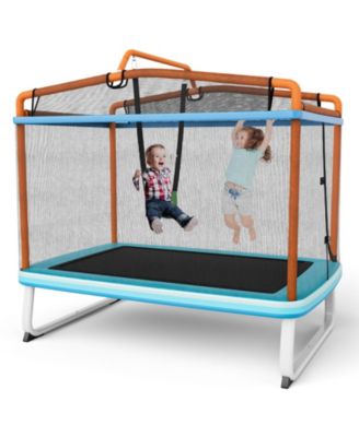 6 Feet Rectangle Trampoline with Swing Horizontal Bar and Safety Net
