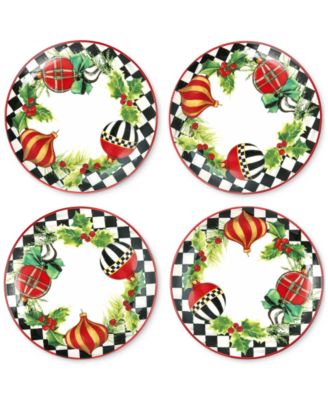 Mackenzie-Childs - Deck the Halls Appetizer Plates, Set of 4