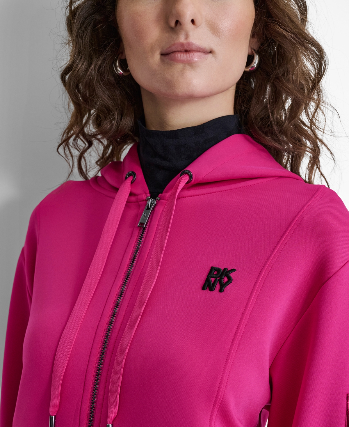 Dkny Women's Sleeve-Pocket Logo Long-Sleeve Hoodie
