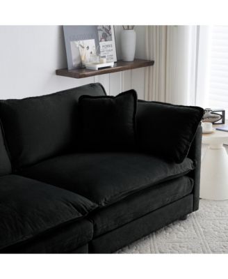 U-Shape Chenille Sofa with Reversible Chaise & Ottomans