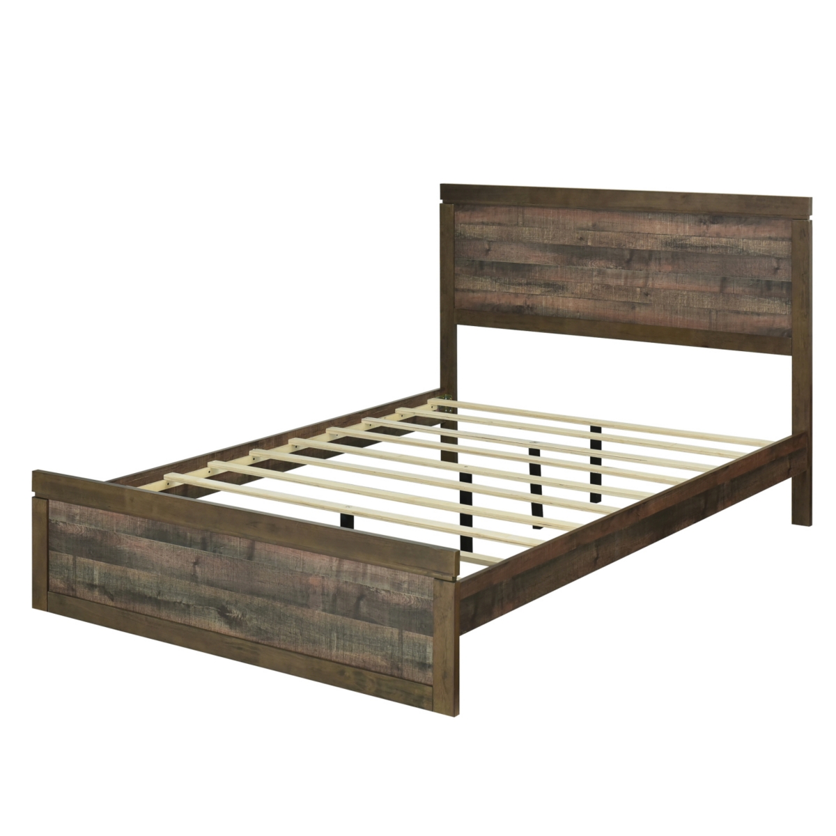 Streamdale Furniture Vintage Farmhouse Queen Platform Bed with Wooden Slats, No Box Spring