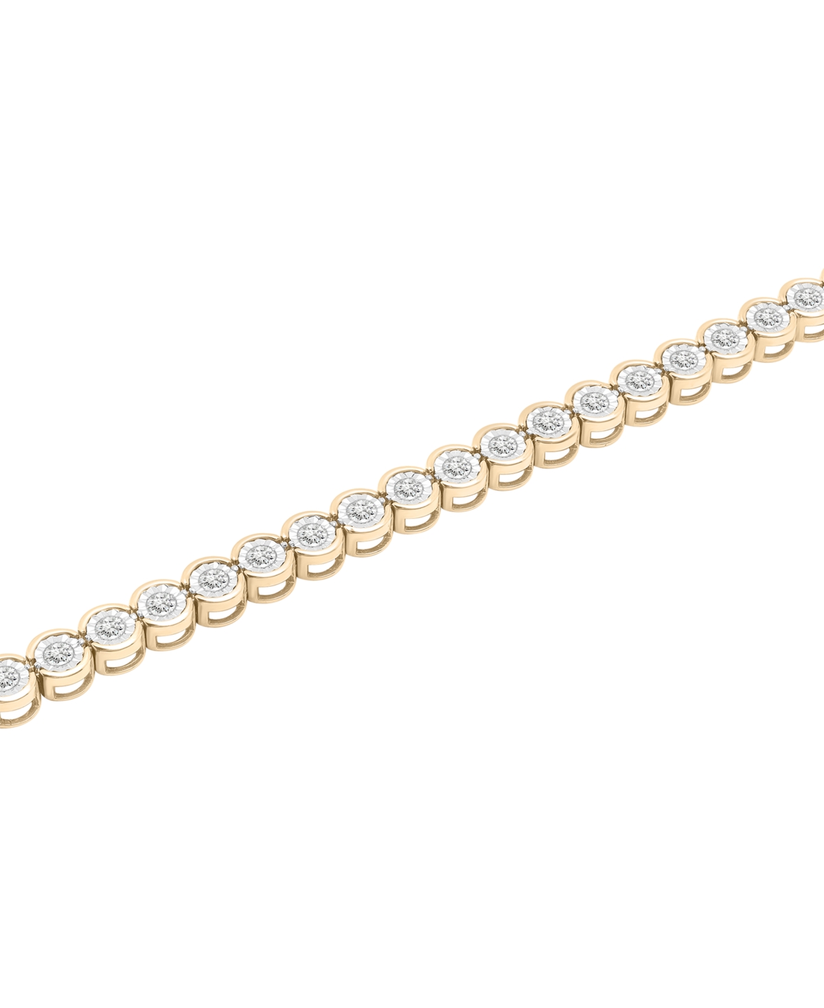 Macy's Men's Diamond Half Bezel Link Bracelet (3-1/2 Ct. T.w.) In 10k Gold In Gold Over Silver