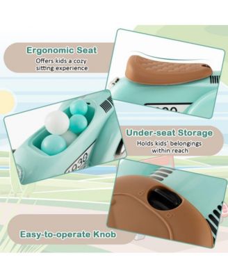 Kids Sit to Stand Vehicle with Working Steering Wheel and Under Seat Storage-White