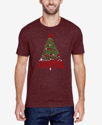 Men's Cotton/Poly Blend Word Art T-Shirt - Merry Little Christmas Tree