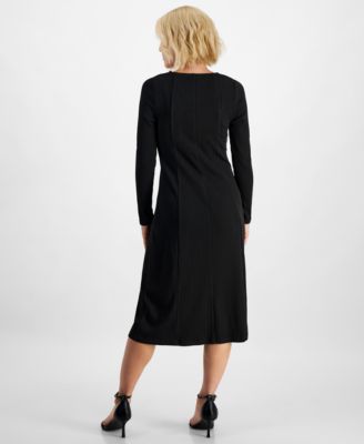 knee length dresses for ladies Twisted Long Sleeve Midi Dress – La Boutique Dacula main image 1