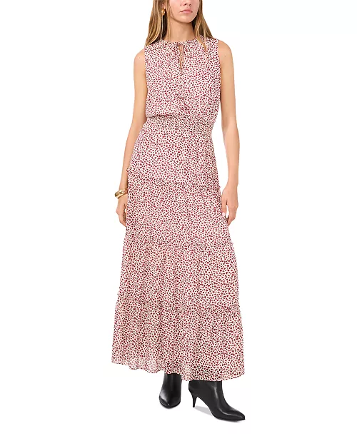 women's sleeveless split-neck maxi dress
