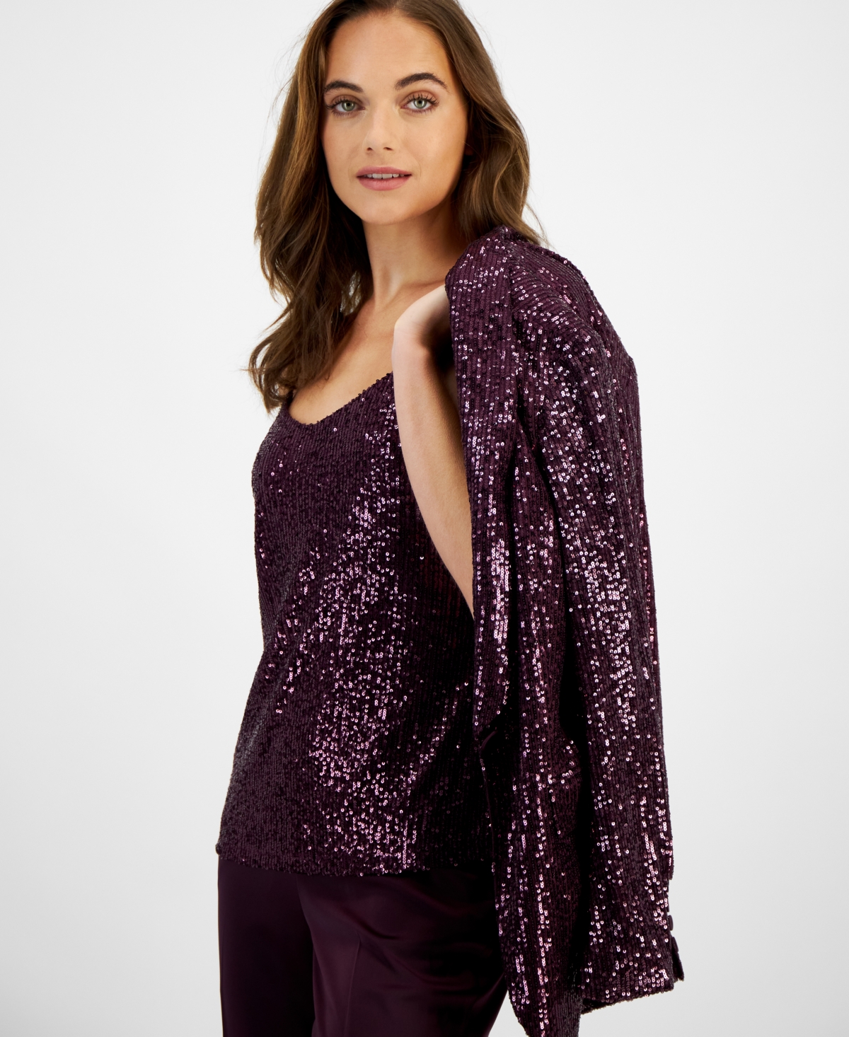 Anne Klein Women's Sequin One-Button Blazer