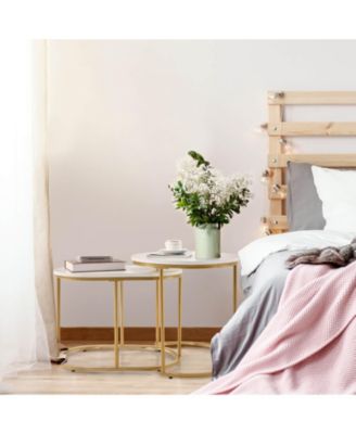 Modern Nesting Coffee Table Set of 2-White