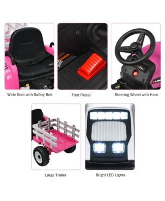 12V Ride on Tractor with 3-Gear-Shift Ground Loader for Kids 3+ Years Old