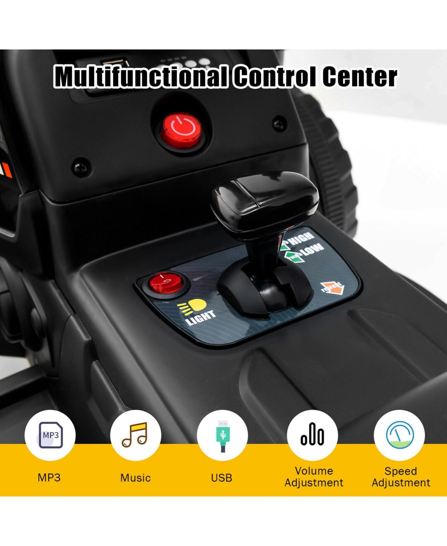 Детская игрушка SUGIFT 12V Ride on Tractor with 3-Gear-Shift, Remote-Control, Ages 3-7 Years, цвет: Чёрный — фото 4