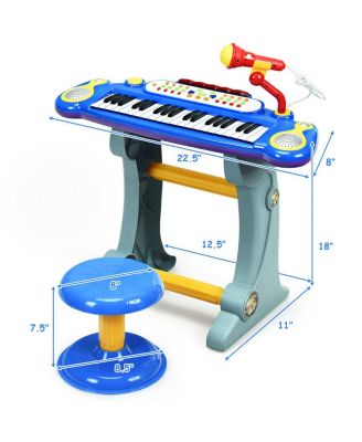 37 Key Electronic Keyboard Kids Toy Piano Included Microphone and Stool