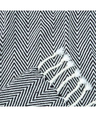 Premium Chevron Super-Soft Acrylic Throw with Tassels, 50" x 65"