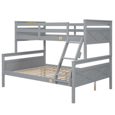 Streamdale Twin/Full Bunk Bed with Guardrail, Gray