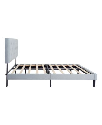 Modern Upholstered Platform Bed Frame with Tufted Headboard