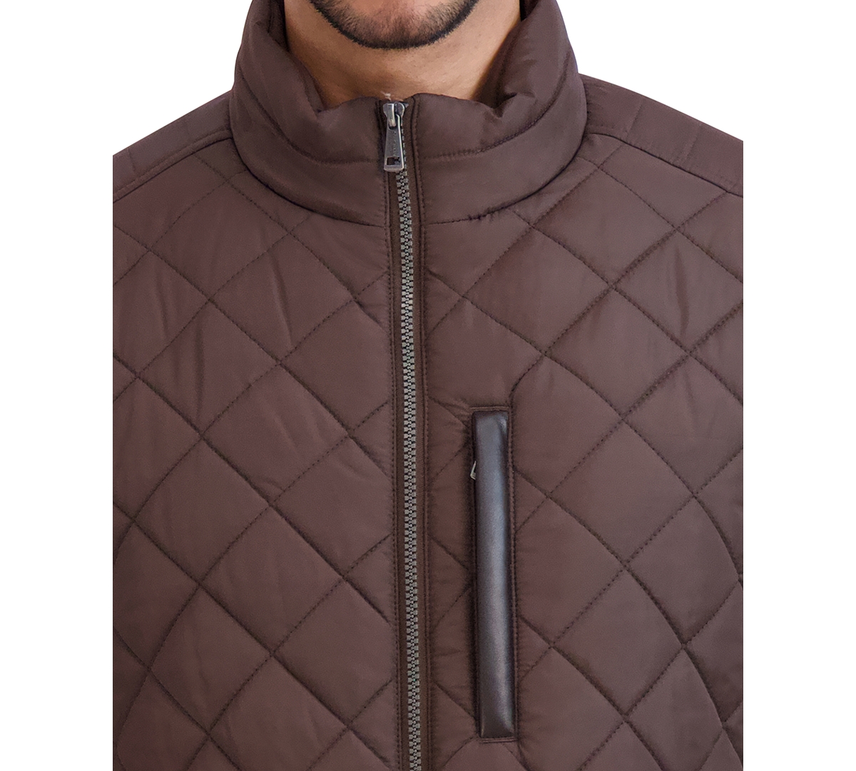 Cole Hann Men's Diamond Quilt Jacket with Faux Sherpa Lining