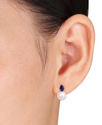 Cultured Freshwater Pearl (8-1/2mm) and Birthstone Stud Earrings in 18k Gold-Plated Sterling Silver, 18k Rose Gold-Plated Sterling Silver or Sterling Silver