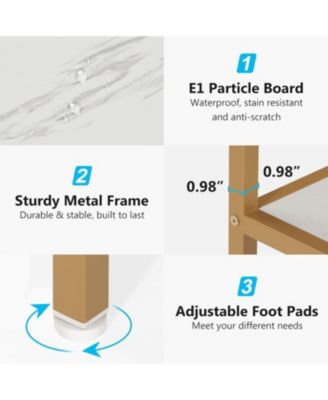 70.9 inch Extra Long Console Table, Faux Marble Entryway Table with 2 Tier Storage Shelf, Narrow Sofa Table Behind Couch, Modern Hallway Accent Table for Living Room