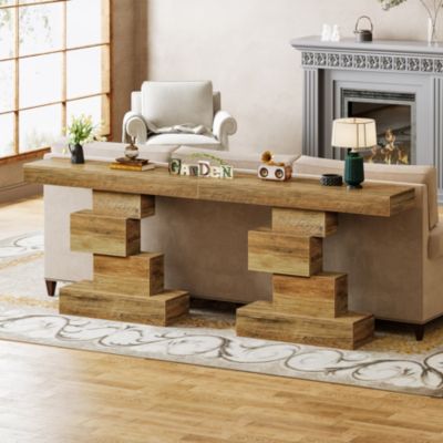 Farmhouse Console Table, 42.5-Inch Narrow Wood Sofa Table Behind Couch, Industrial Entryway Accent Table