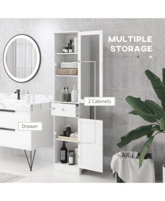 Simplie Fun Narrow Bathroom Linen Tower with Acrylic Door