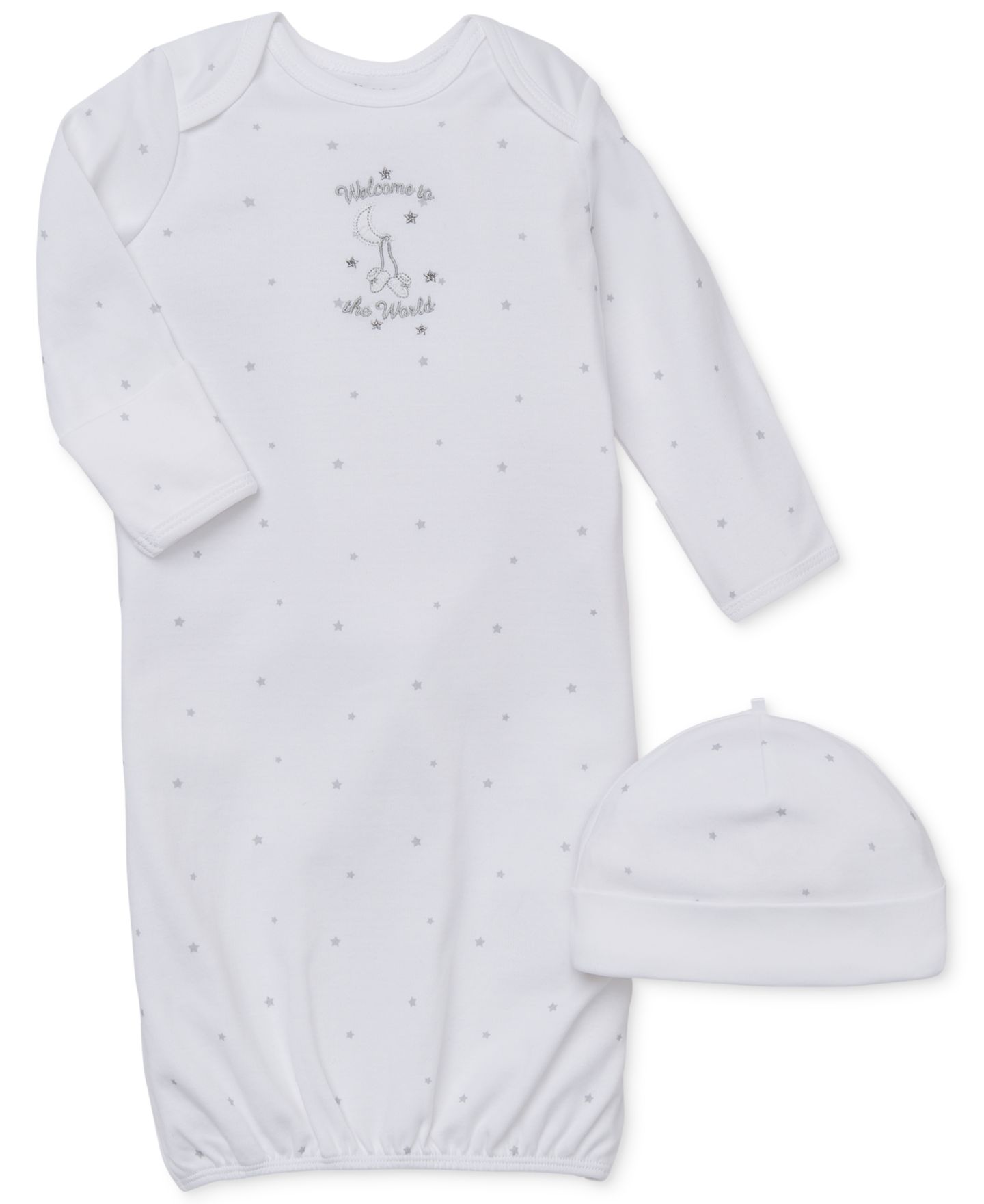 Комплекты Little Me Welcome To The World Gown and Hat, 2 Piece Set для малышей, цвет: Белый — фото 1