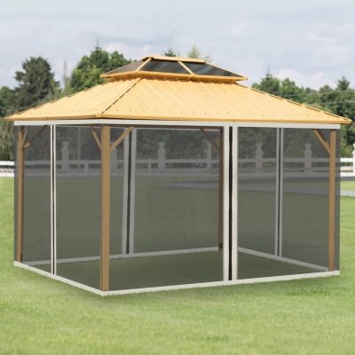 10' x 13' Gazebo/Tent Sidewall Netting with Zippers (Cream)