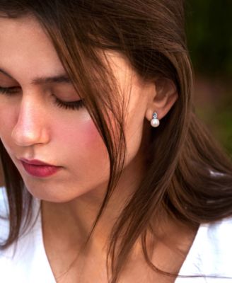 Cultured Freshwater Pearl (8-1/2mm) and Birthstone Stud Earrings in 18k Gold-Plated Sterling Silver, 18k Rose Gold-Plated Sterling Silver or Sterling Silver