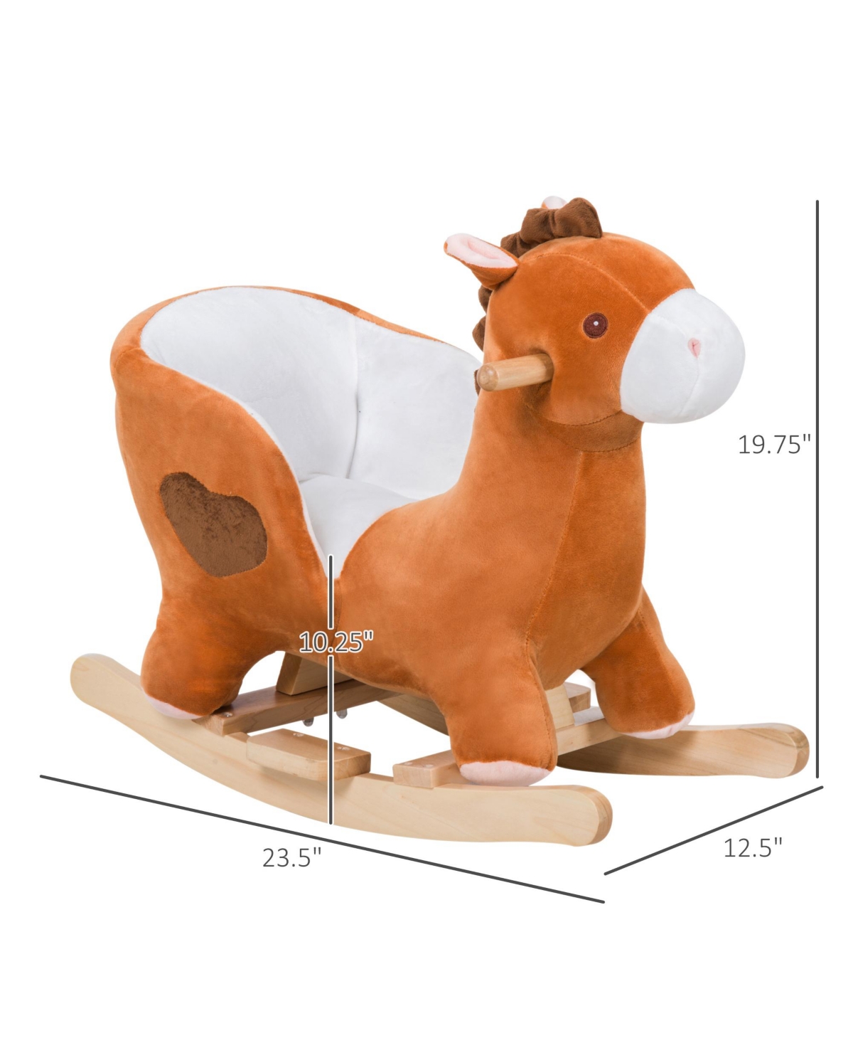 Streamdale Furniture Plush Animal Rocking Horse: Wooden Rocker with Songs
