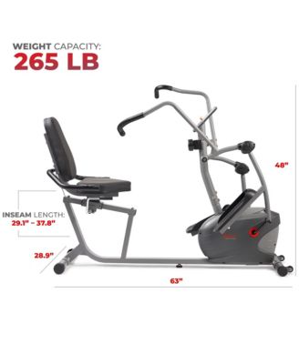 Performance Recumbent Cross Trainer & Elliptical Bike with Dual Motion Arm Exercisers, SunnyFit App Enhanced Bluetooth Connectivity