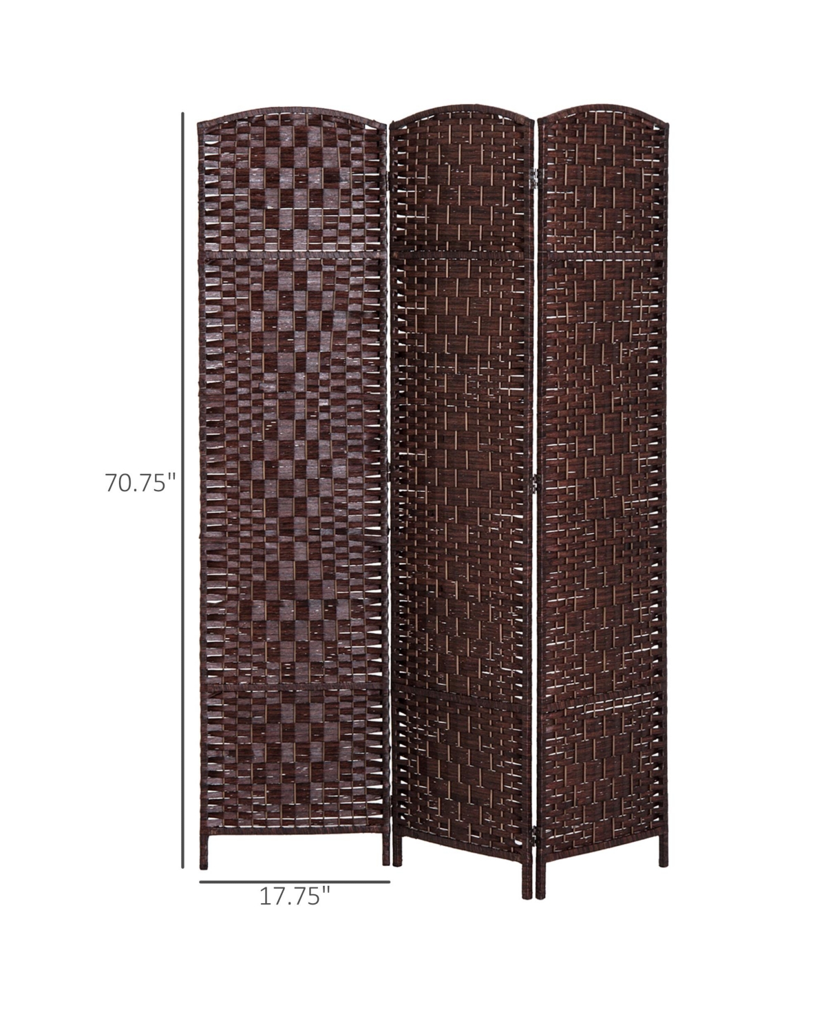 Streamdale Furniture 6' Tall Wicker Weave 3 Panel Room Divider Privacy Screen -- Brown