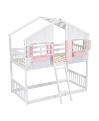 Streamdale Twin Loft House Bunk Bed with Roof and Accessories