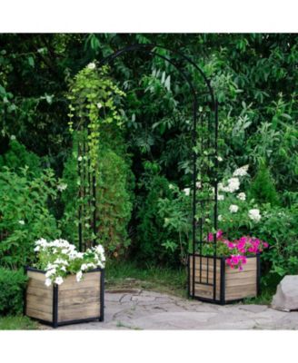 7.5 Feet Metal Garden Arch for Climbing Plants and Outdoor Garden Decor-Black