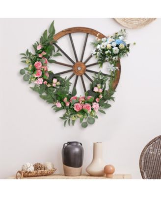 Set of 4 Decorative Wooden Wagon Wheels 30 Inch Vintage Wagon Wheel Wall Decor