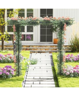 81 Inch Garden Arbor Metal Archway for Climbing Plants-Black