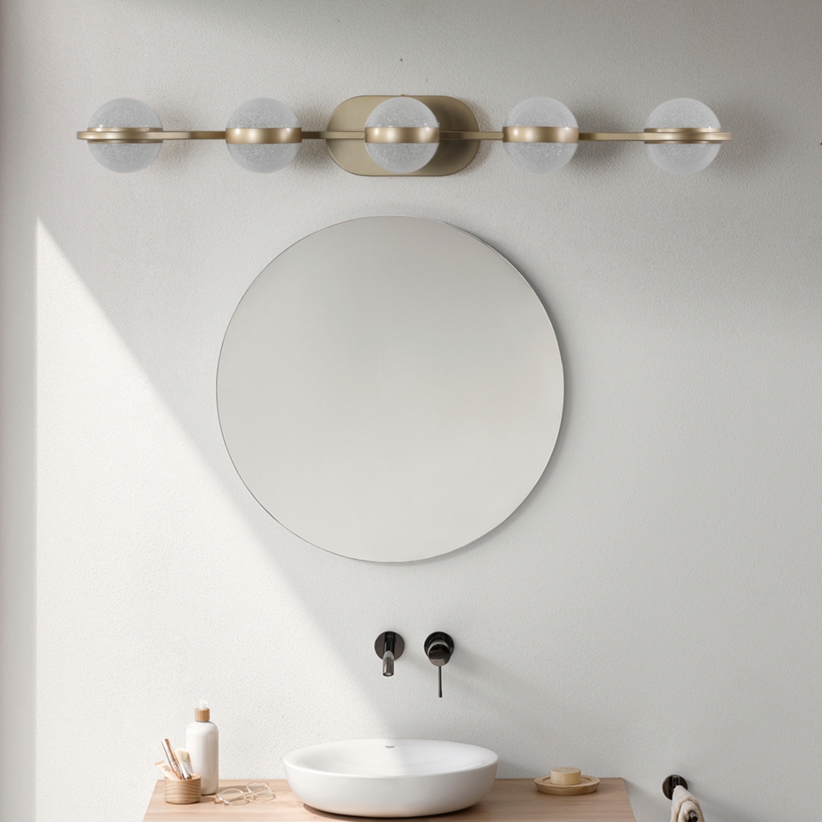 Streamdale Modern Minimalist Led Vanity Light with Frosted Glass Shades