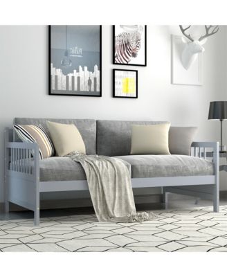 Twin Size Wooden Slats Daybed Frame Support Platform W/Rails Cherry