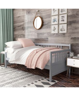 Twin Size Wooden Slats Daybed Frame Support Platform W/Rails Cherry