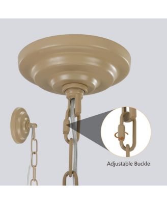 Streamdale Woven Bohemian Rattan Pendant Light with 5-Tier Chandelier