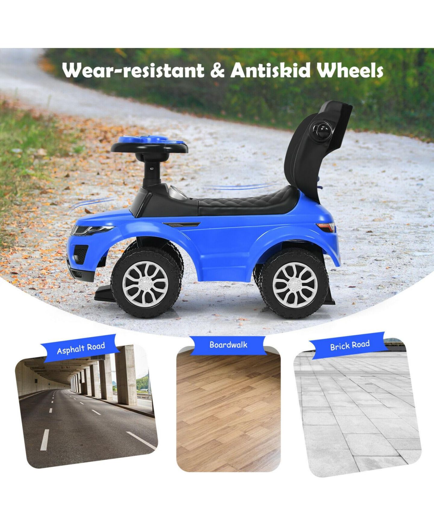 Детская игрушка SUGIFT 3-in-1 Ride-On Push Car with Music, 55 lb. Capacity, Ages 1+, цвет: Тёмно-синий — фото 5
