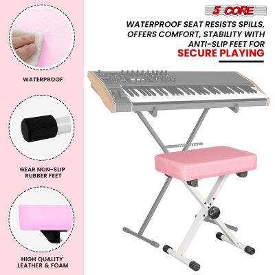 Keyboard Bench 3" Padded Cushioned Piano Stool Adjustable Guitar Seat