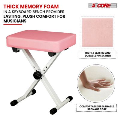 Keyboard Bench 3" Padded Cushioned Piano Stool Adjustable Guitar Seat