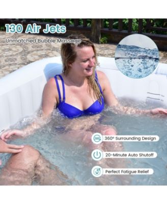 Rectangular Blowup Pool Hottub with 130 Air Jets for 4-6 Person-Black