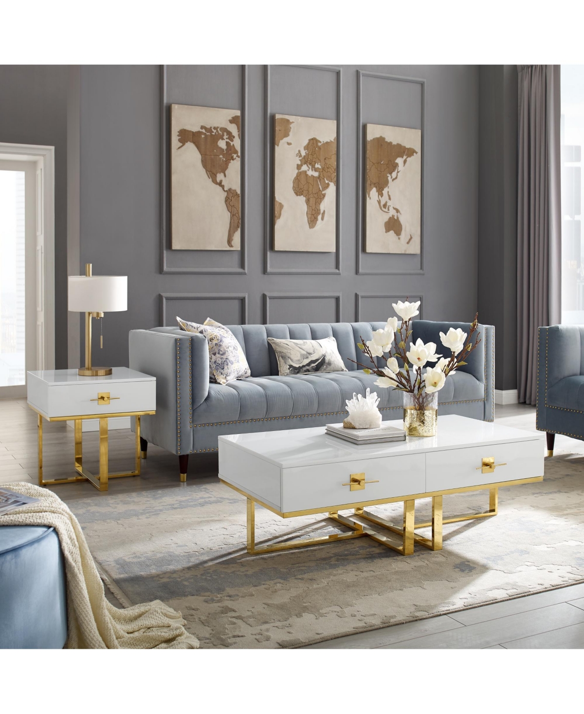 Nicole Miller Maui Rectangular Coffee Table -gold