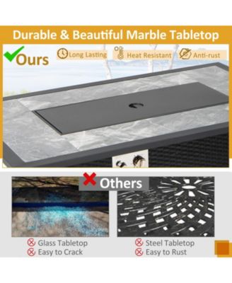 52 Inch Rattan Wicker Propane Fire Pit Table with Rain Cover and Lava Rock-Black