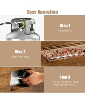 48 x 27 Inch Outdoor Gas Fire Pit Table 50 000 BTU with Lava Rocks and Cover