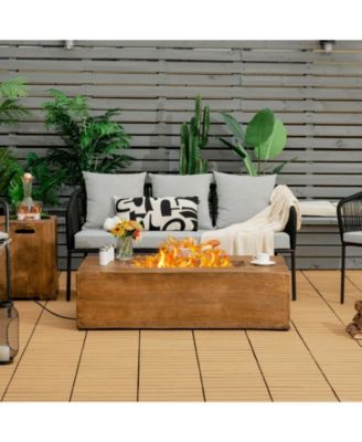 48 x 27 Inch Outdoor Gas Fire Pit Table 50 000 BTU with Lava Rocks and Cover